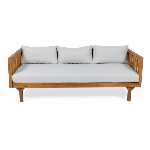 Acacia Wood Patio Furniture Set Outdoor 3 Seater Daybed with Table Lounge Chair