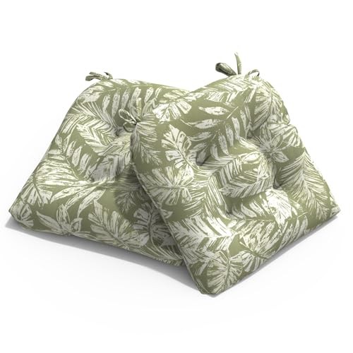 Outdoor Patio Wicker Chair Cushions 19x19x4(Round Back) Tropical Leaf Green