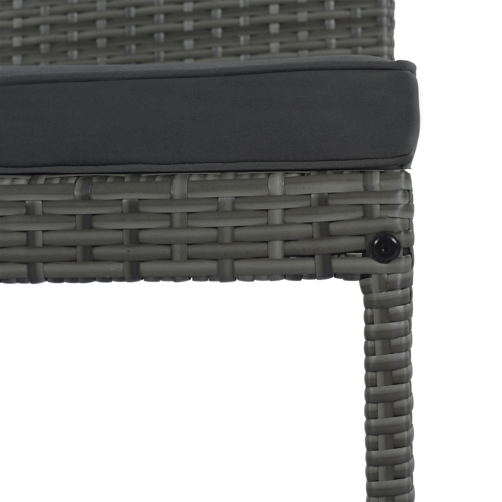 5-Piece Outdoor Patio Wicker Bar Set – Bar Stools w/ Non-Slip Feet & Cushions