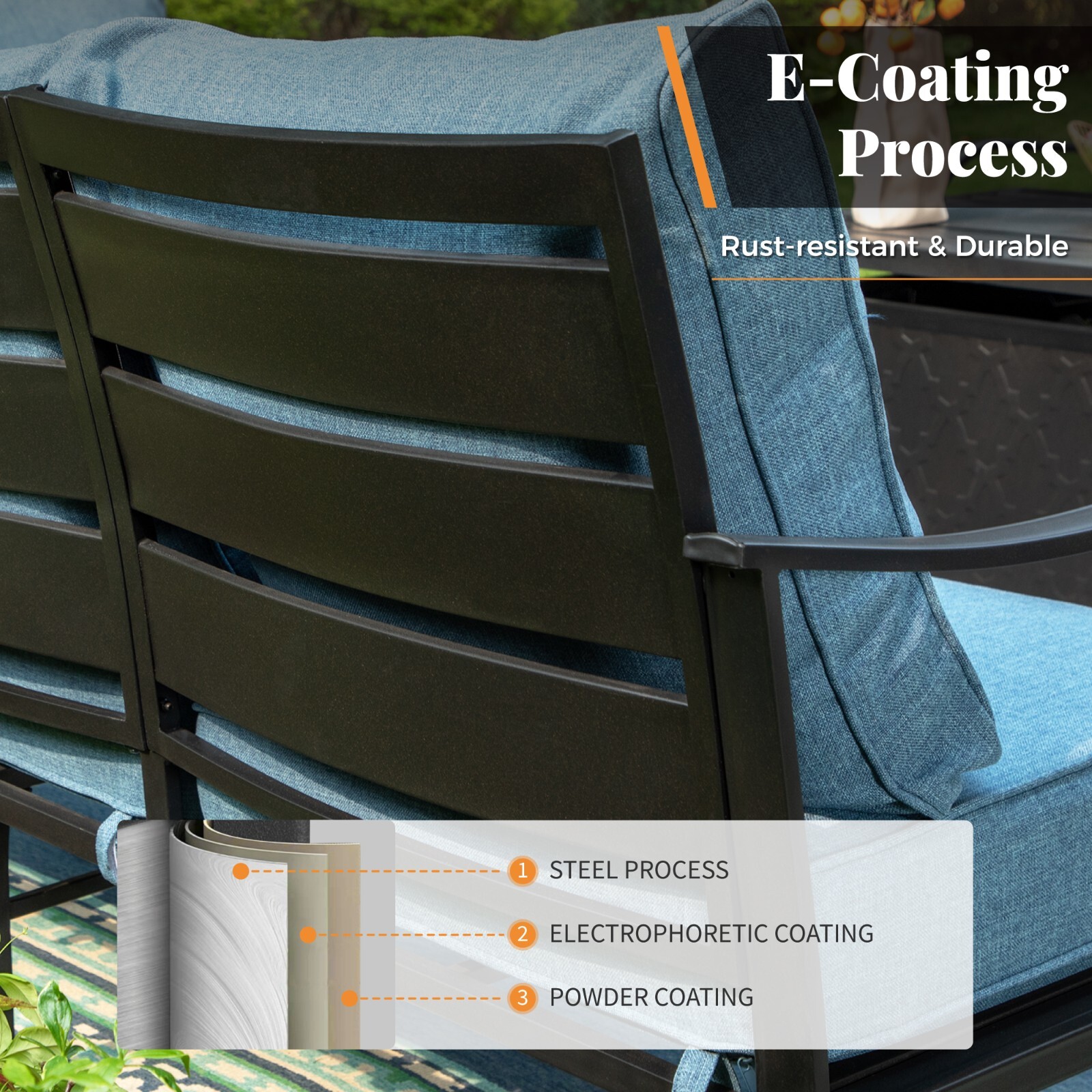 Patio Conversation Sofa Sets Outdoor Furniture Set with Swivel Chairs Ottoman
