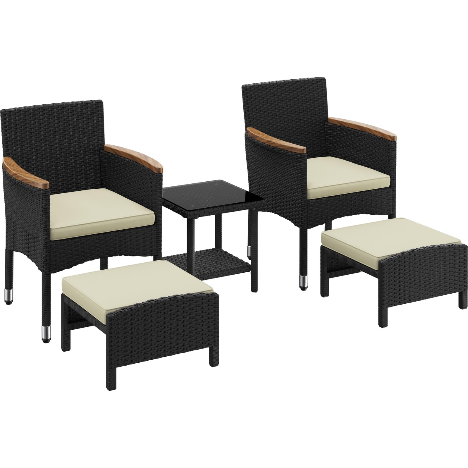 Mesa y Sillas Con Cojines Otomanas Muebles De Patio Exterior 5 Piezas En Oferta