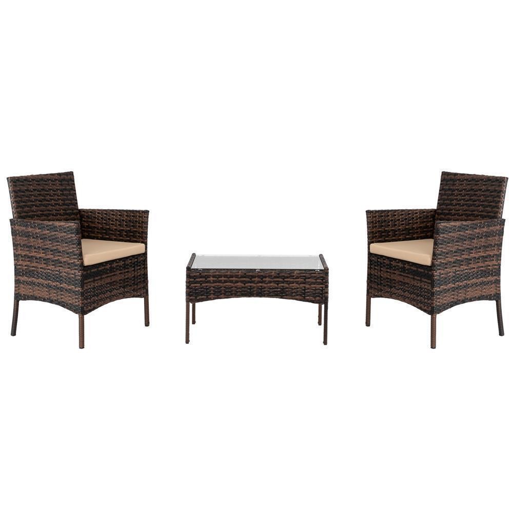 Patio Furniture Set 4 Pcs Outdoor Wicker Rattan Sofa Chair 4 Pieces w / Cushions