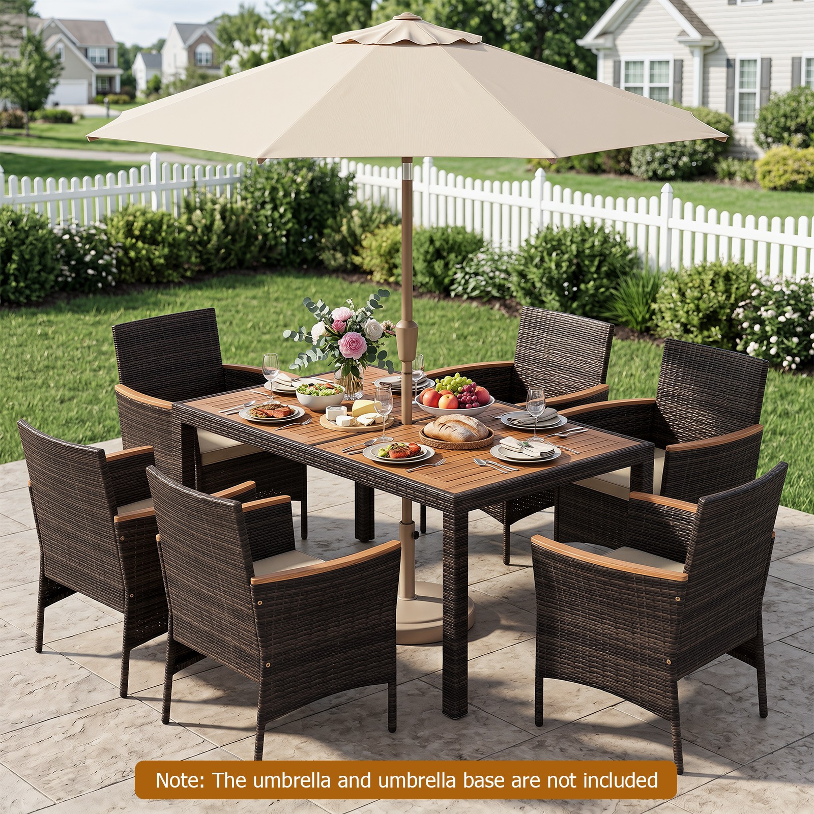 7-Piece Patio Dining Set Outdoor Conversation Set w/ Hand-Woven PE Wicker
