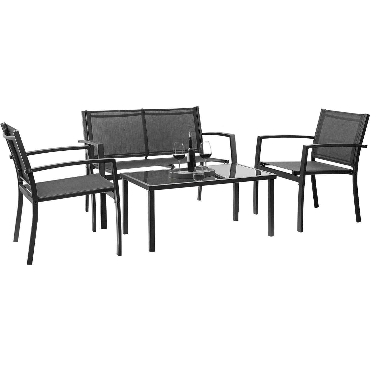 Juego De Muebles Mesa y Sillas Para Patio 4 Piezas Set Exterior Balcon En Oferta