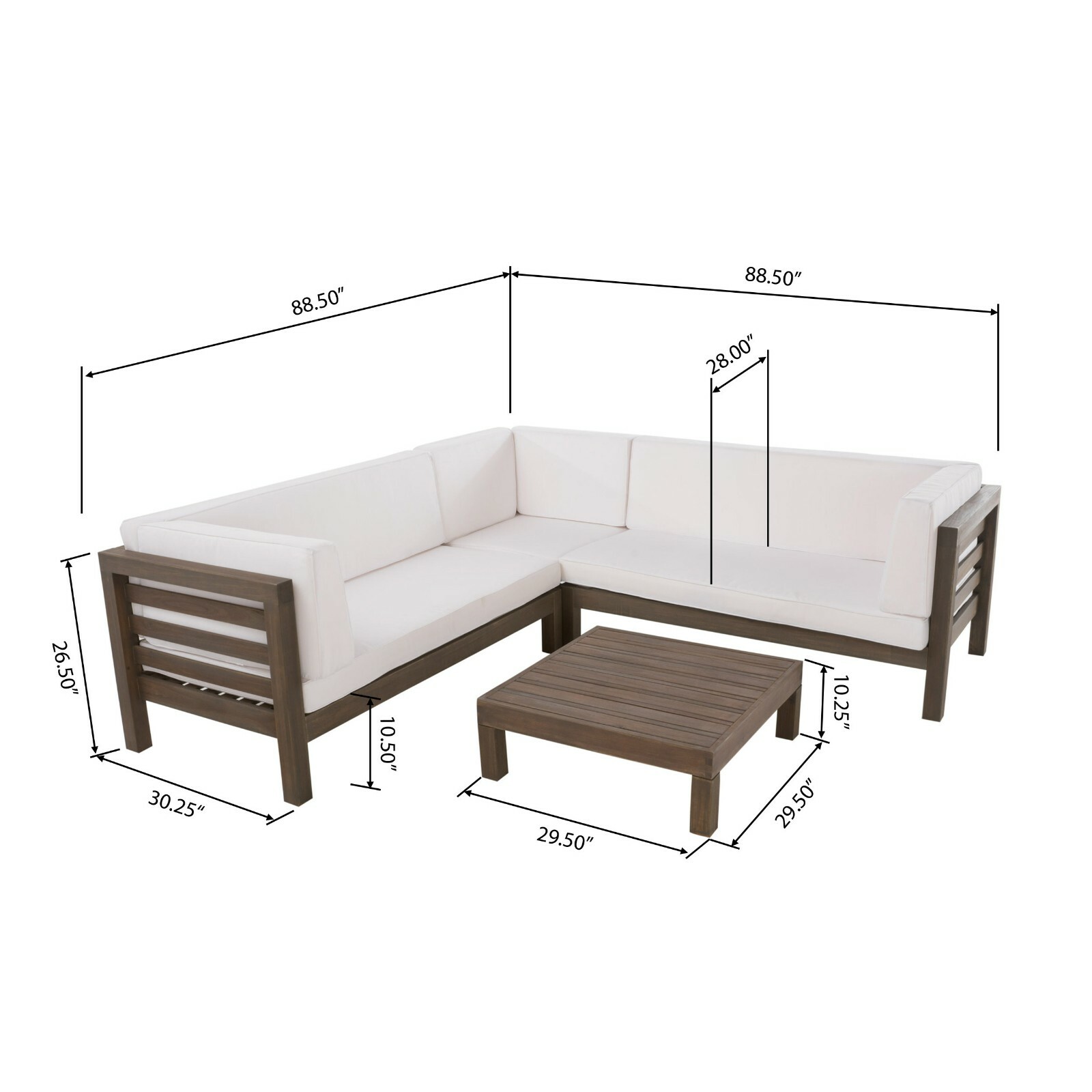 Ravello 4 Piece Outdoor Wooden Sectional Set