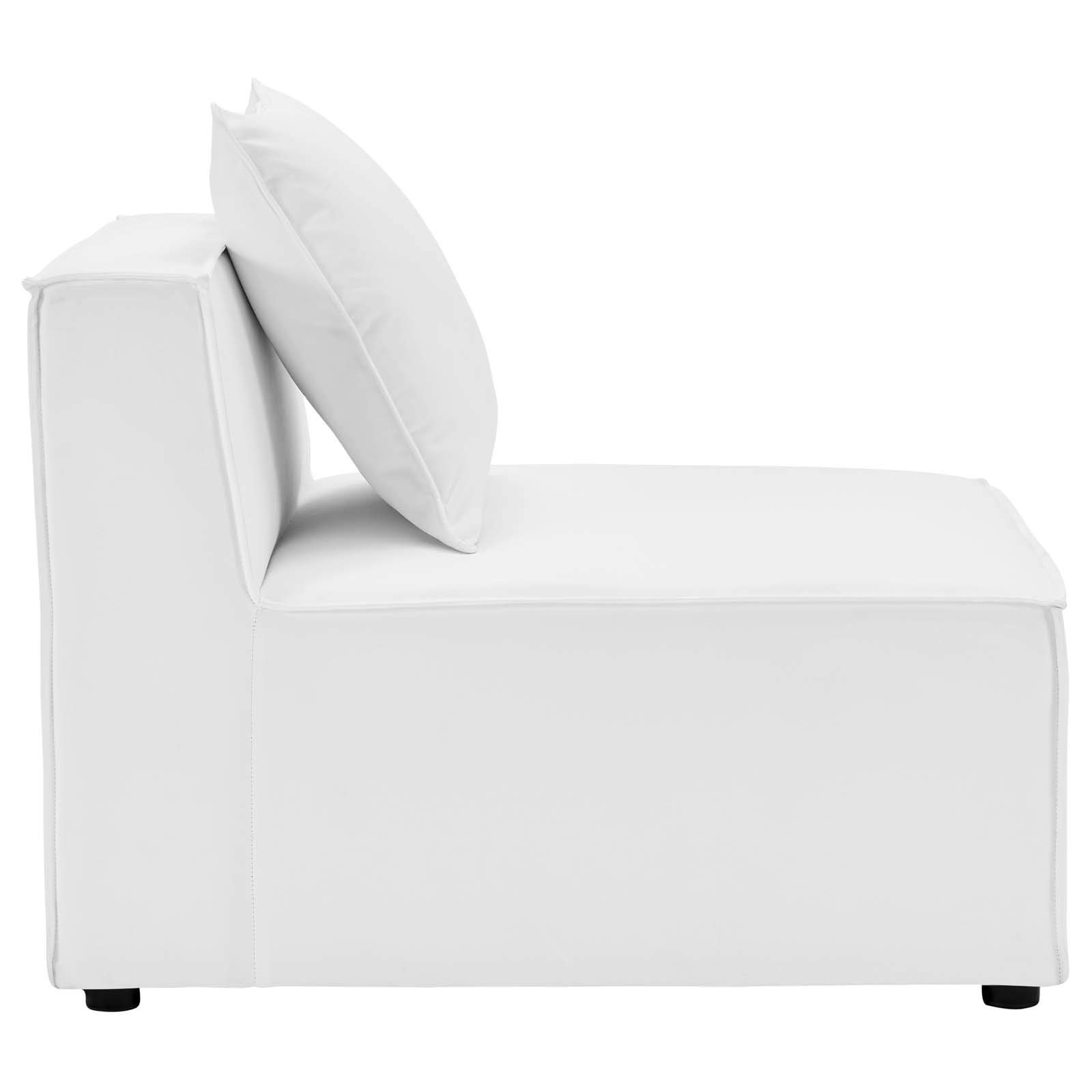Modway Saybrook 7-Piece Patio Fabric Upholstered Sectional Sofa in White