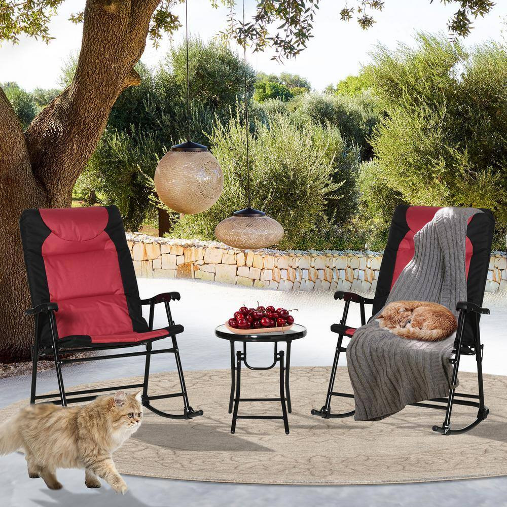 Red 3-Piece Metal Outdoor Bistro Set