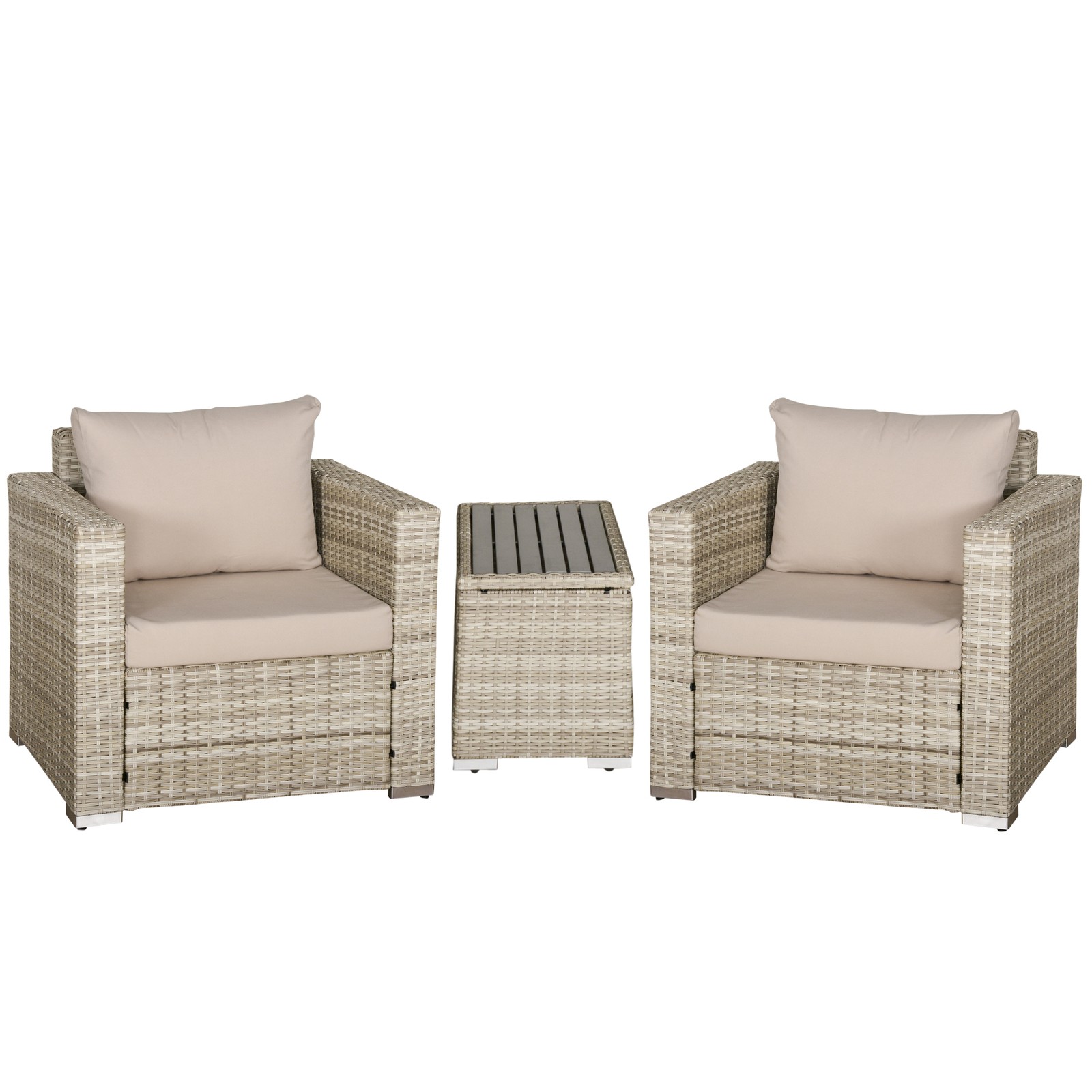 Outdoor Backyard & Deck Deck Conversation Set w/ Washable Cushions & Table, Grey