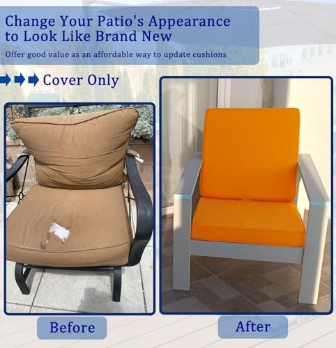 Oslimea 20x20x2 Outdoor Cushion Covers Replacement Waterproof Patio Seat 2 Pack