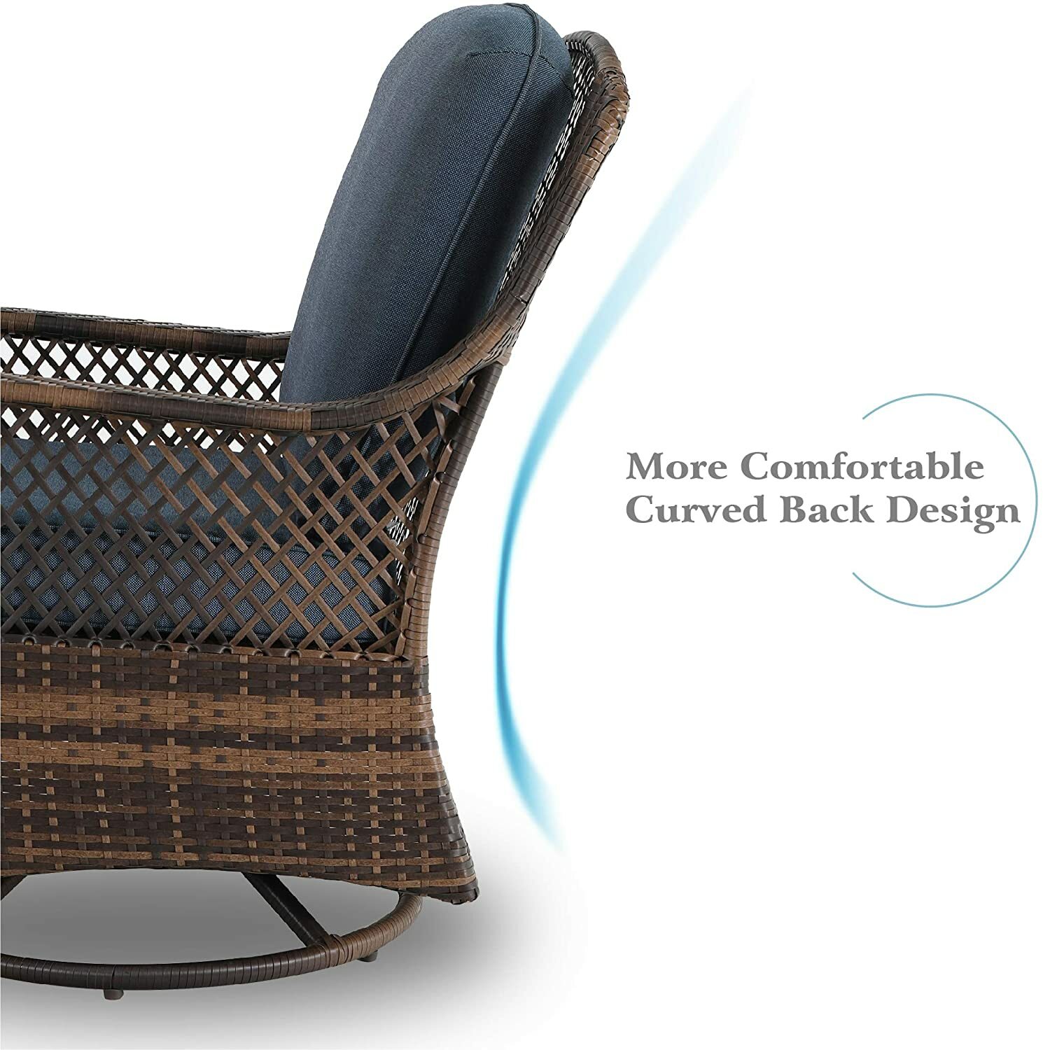 3Pcs Outdoor Furniture Rattan Furniture Wicker Patio Conversation Set w/Cushion