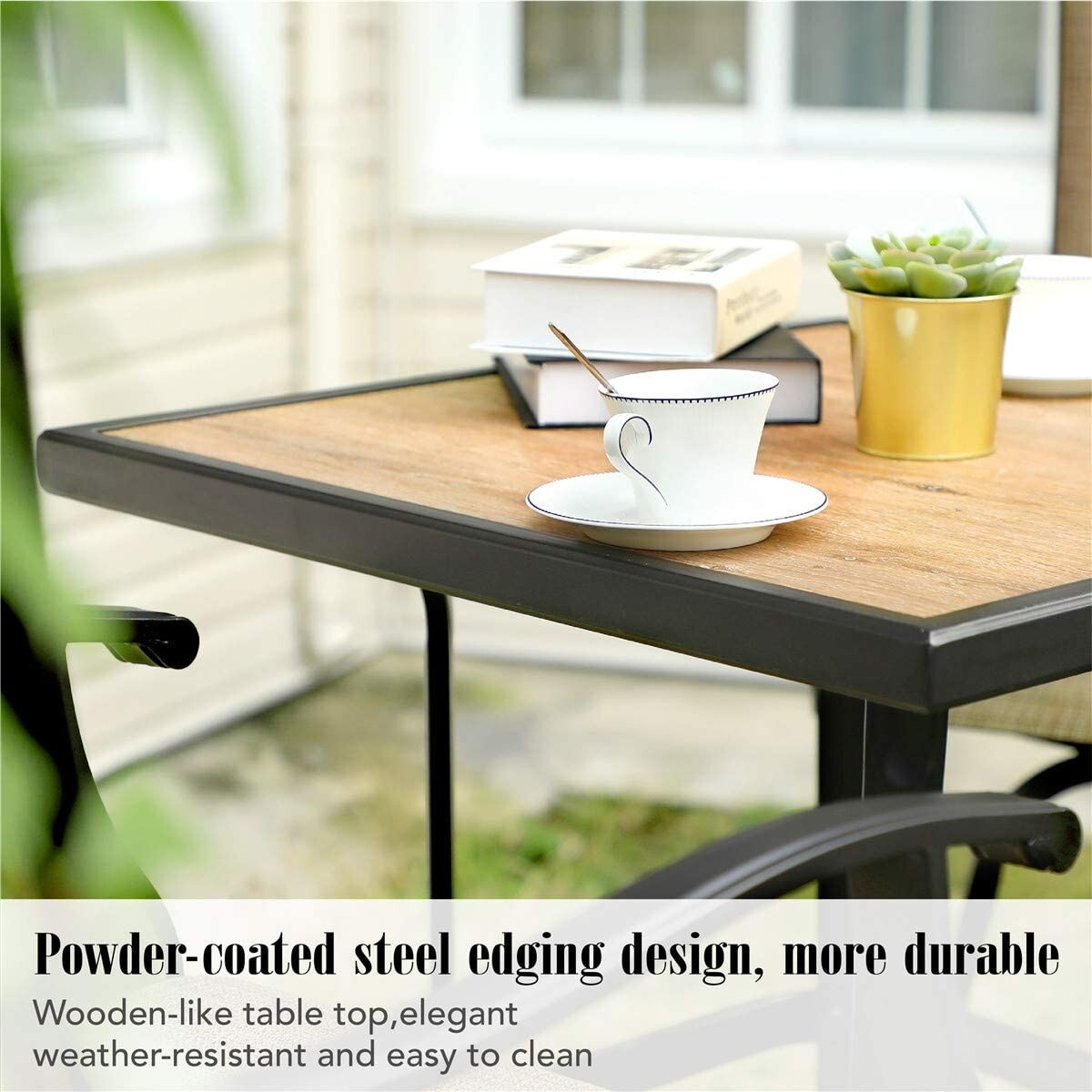 PHI VILLA 3 PCS Swivel Bar Stools Patio Dining Table Bar Sets High Back Outdoor