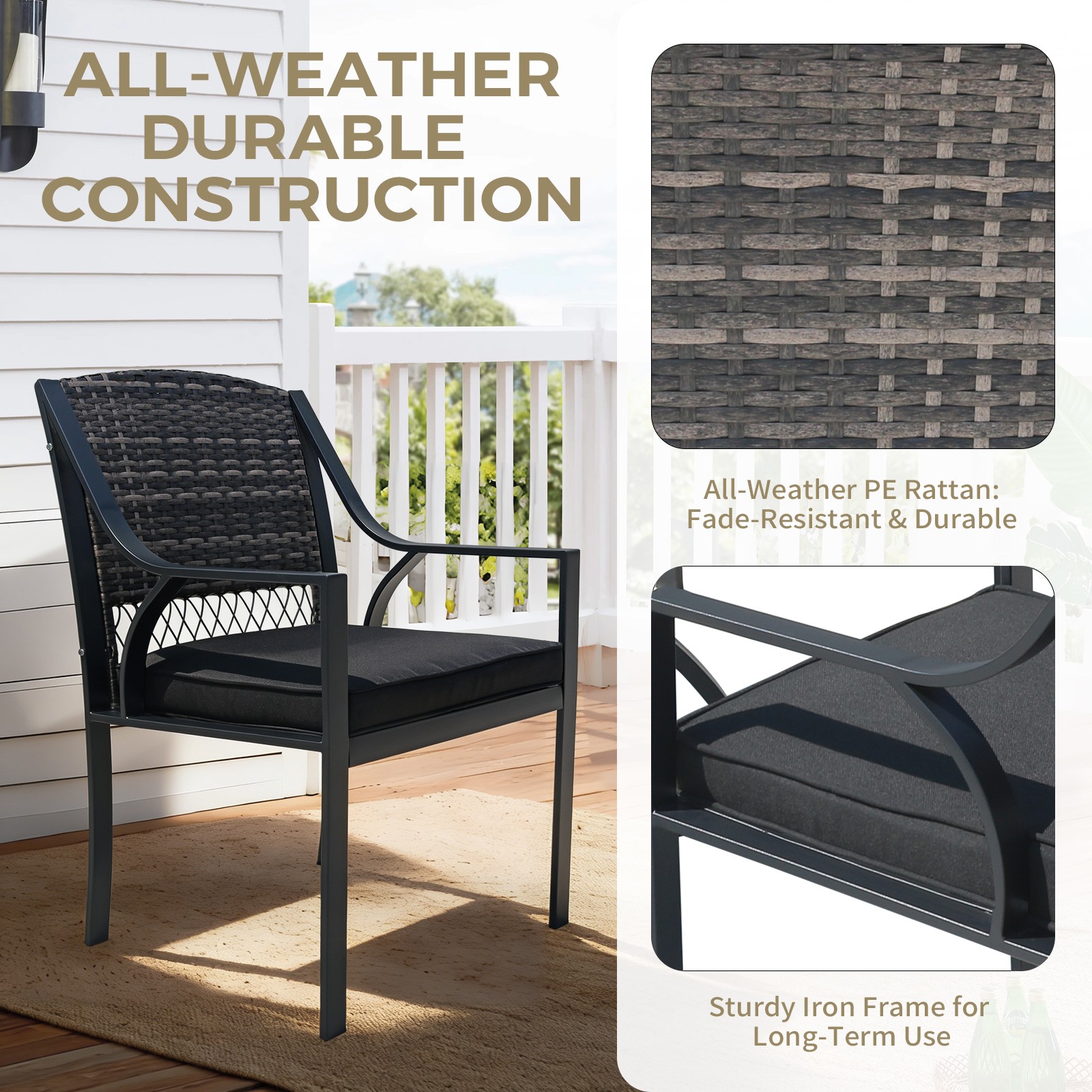 5pcs Outdoor Dining Set PatioTable and Chairs PE Rattan Outdoor Patio Furniture