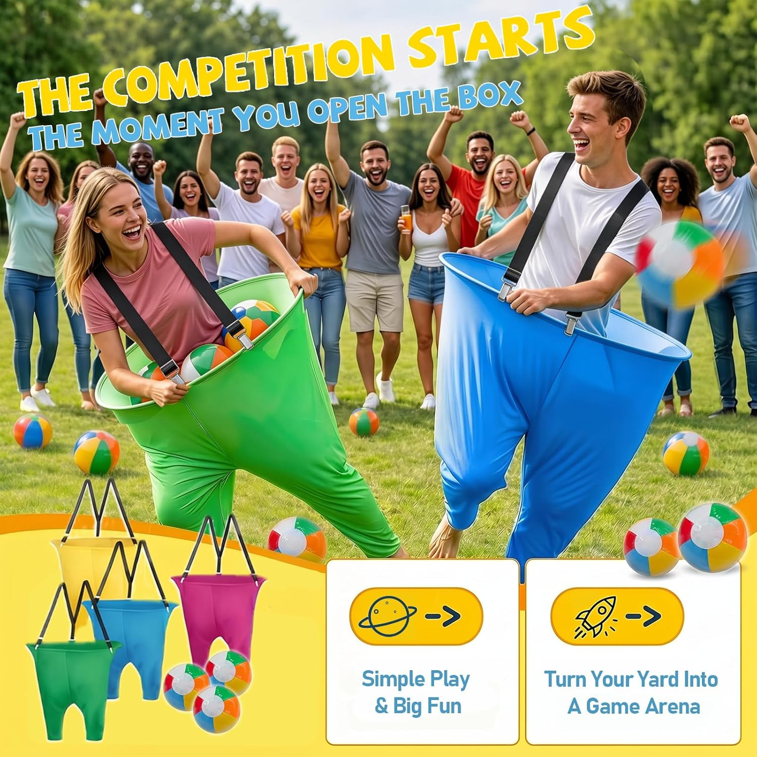 Granny Pants Yard Game Set Outdoor for Adults,4-Color Giant Pants Outdoor Game S