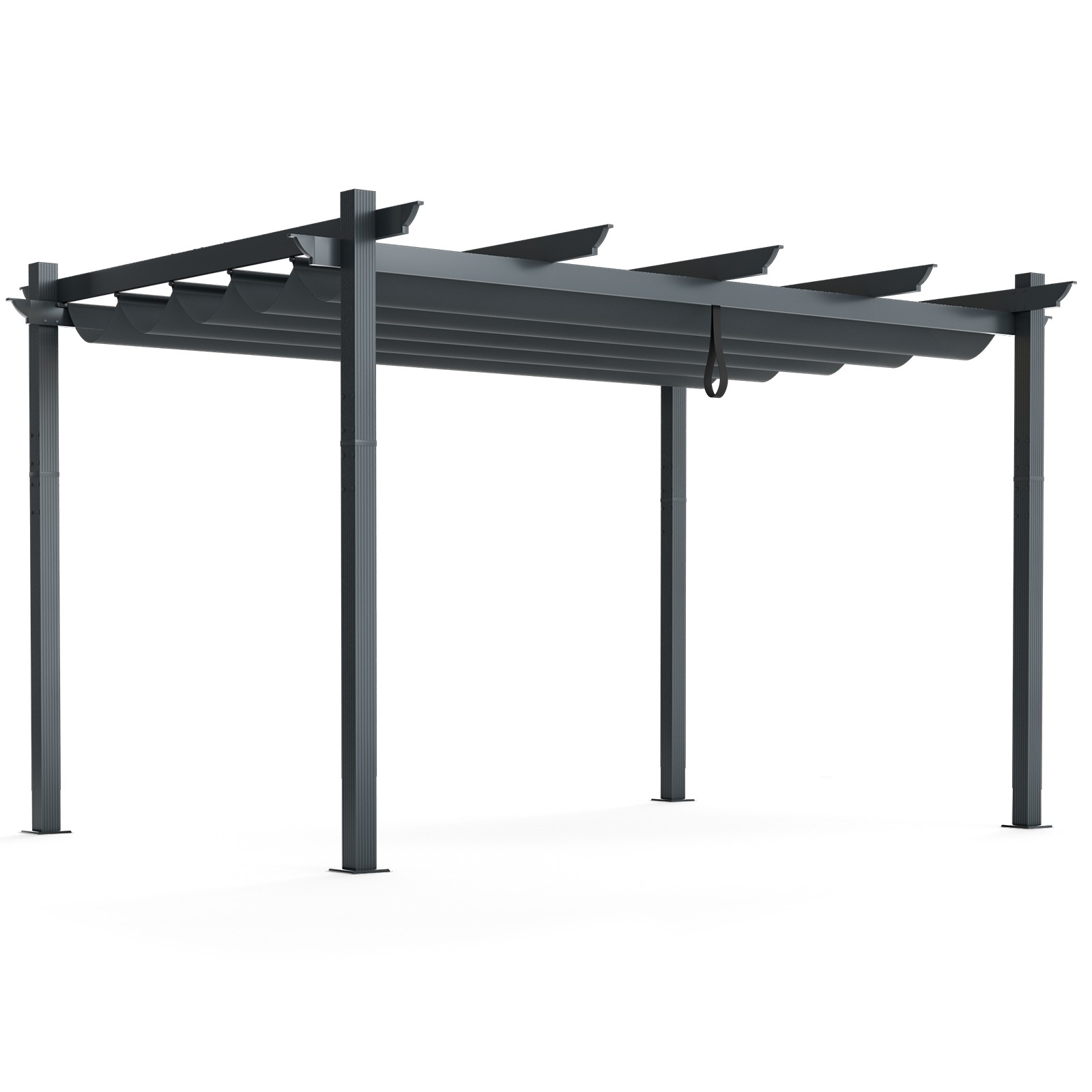 10x13ft Outdoor Aluminum Retractable Pergola Canopy Shelter Grape Trellis Gray