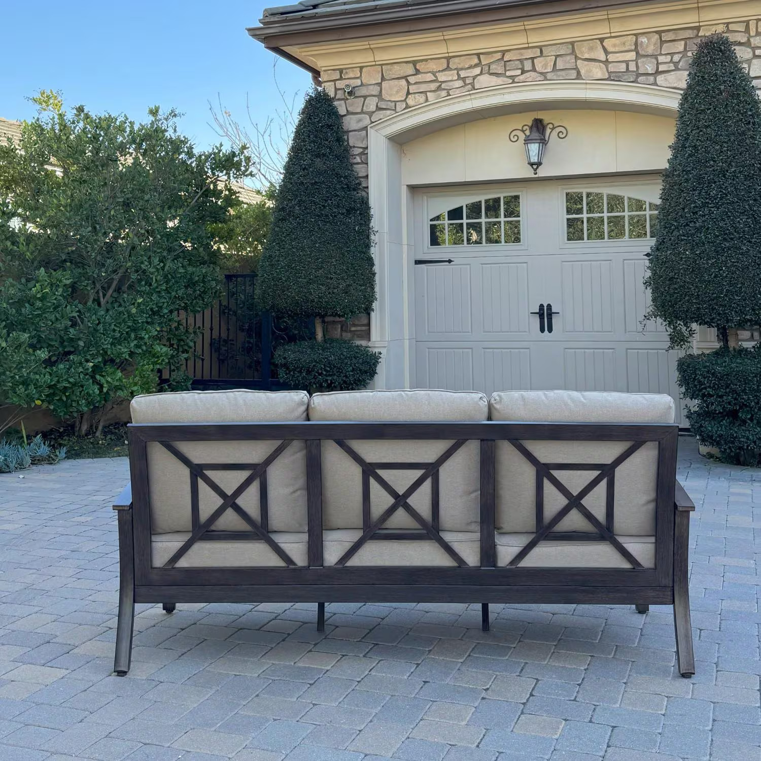 Atlantis 4 Pc Aluminum Fire Pit Seating Set 2 Club Chairs & Sofa in