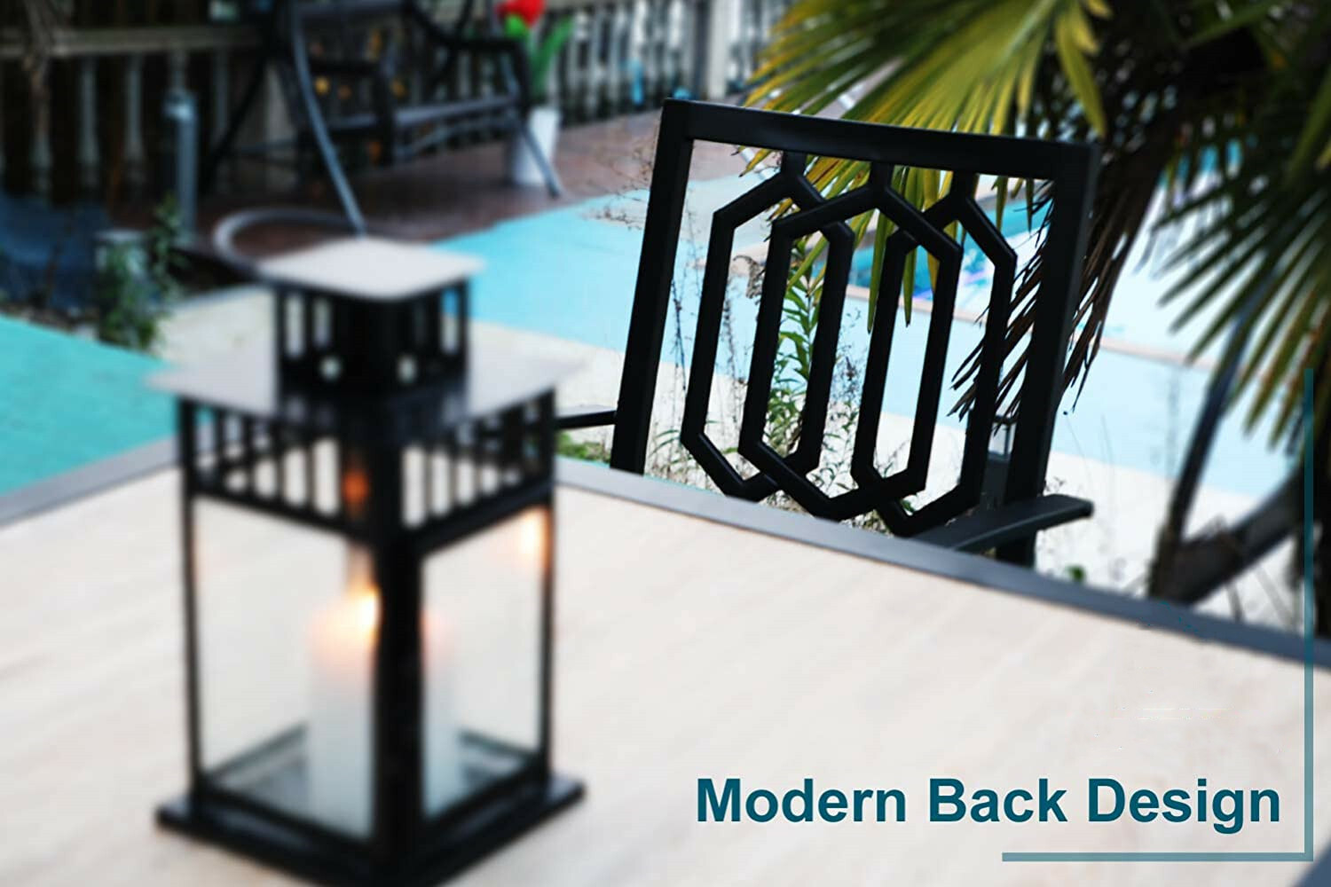 Patio Table Chair Set of 5 37” Square Table 4 Metal Chair Outdoor Furniture NEW