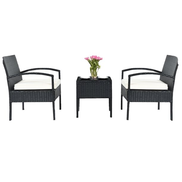 THREE PIECE PATIO FURNITURE SET. (One Single Table, Two Single Chairs)