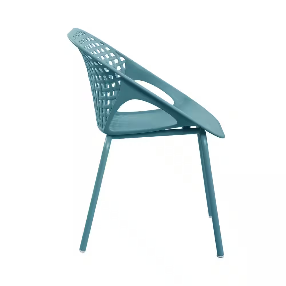 Zoe Sky Blue 3-Piece Plastic round Table Patio Outdoor Bistro Set Chair with Met
