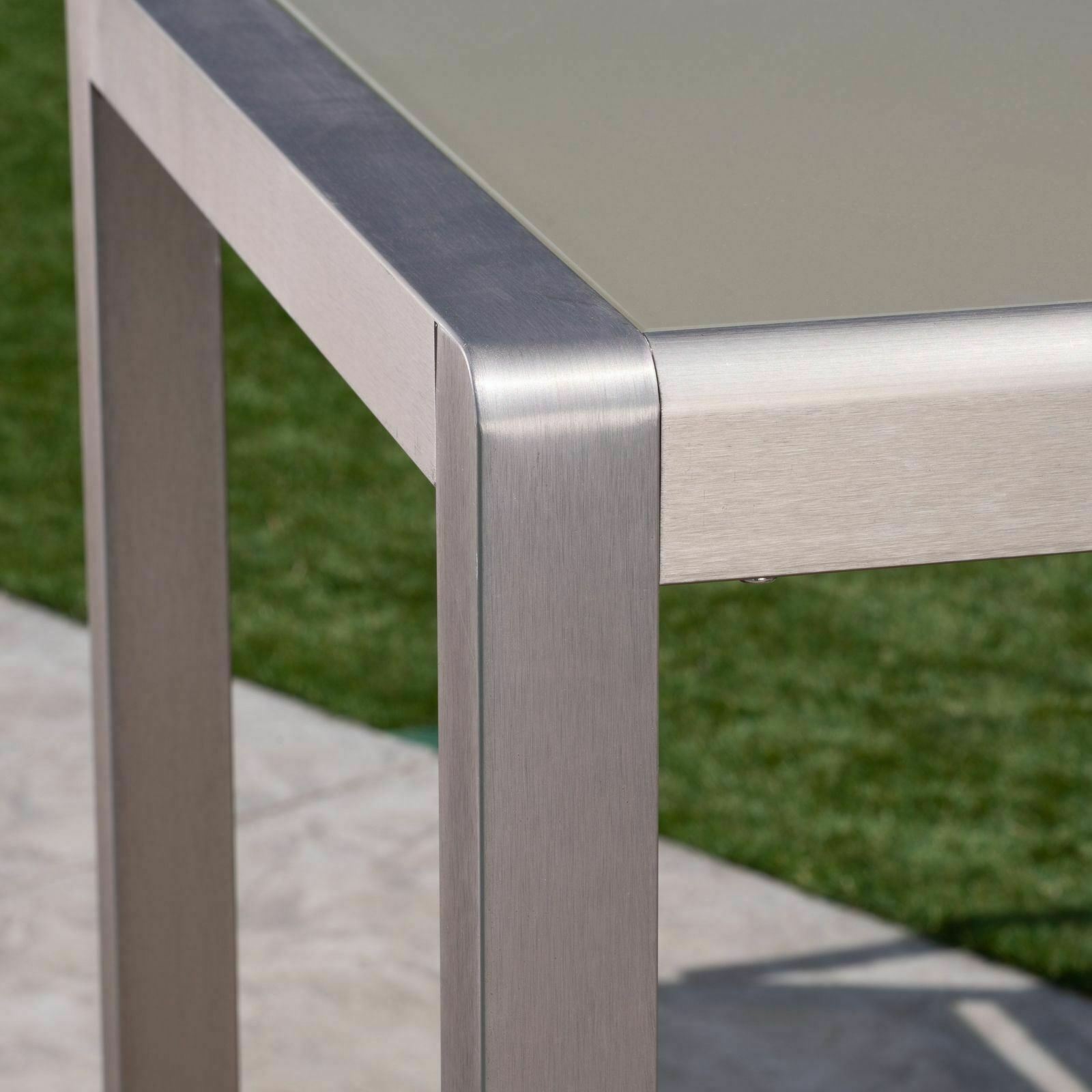 Tracy Outdoor 5 Piece Silver Rust-Proof Aluminum Bar Set with Grey Tempered Glas