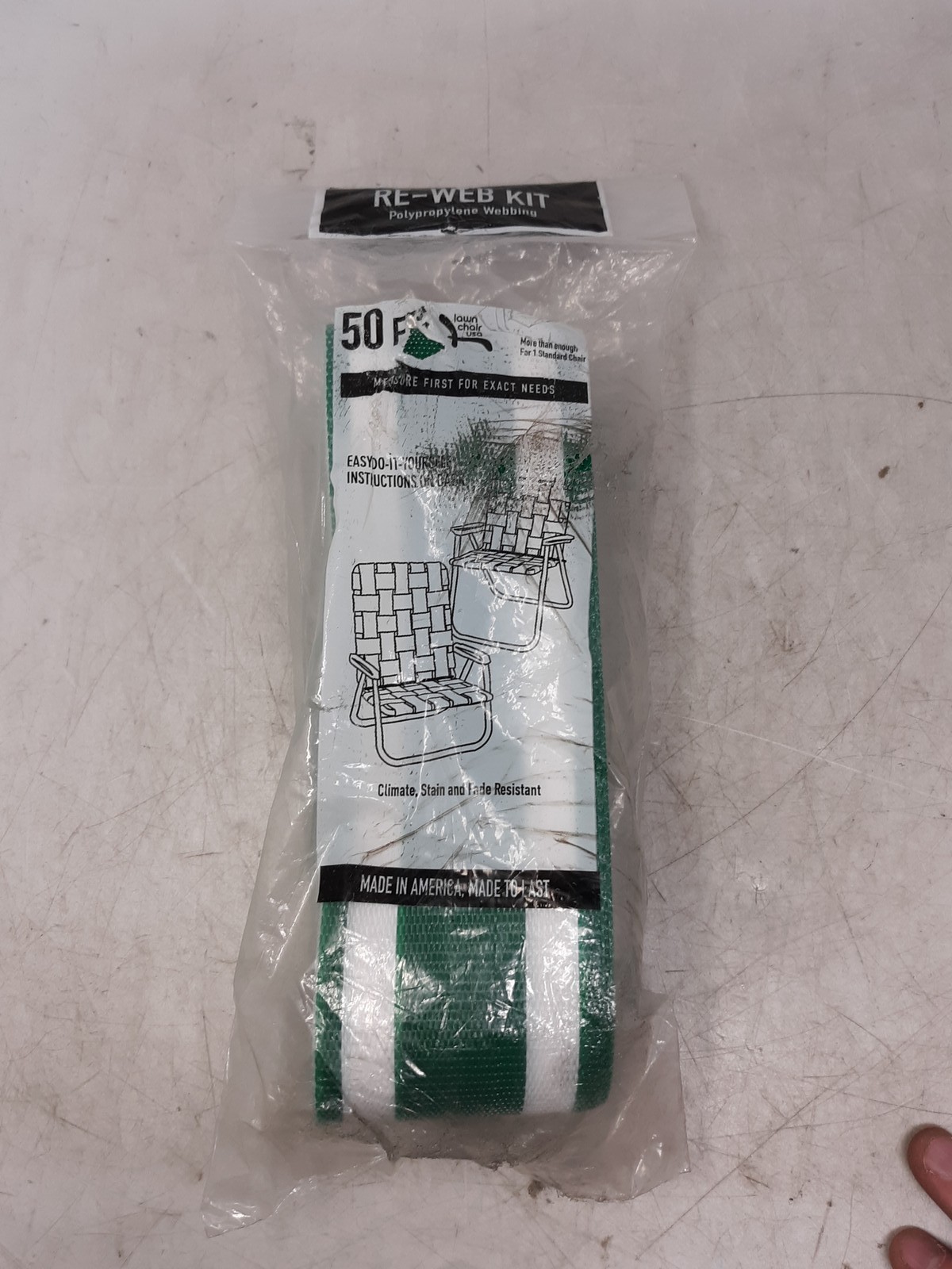 Lawn Chair USA Re-Web Kit 50ft Polypropylene Webbing Green/White