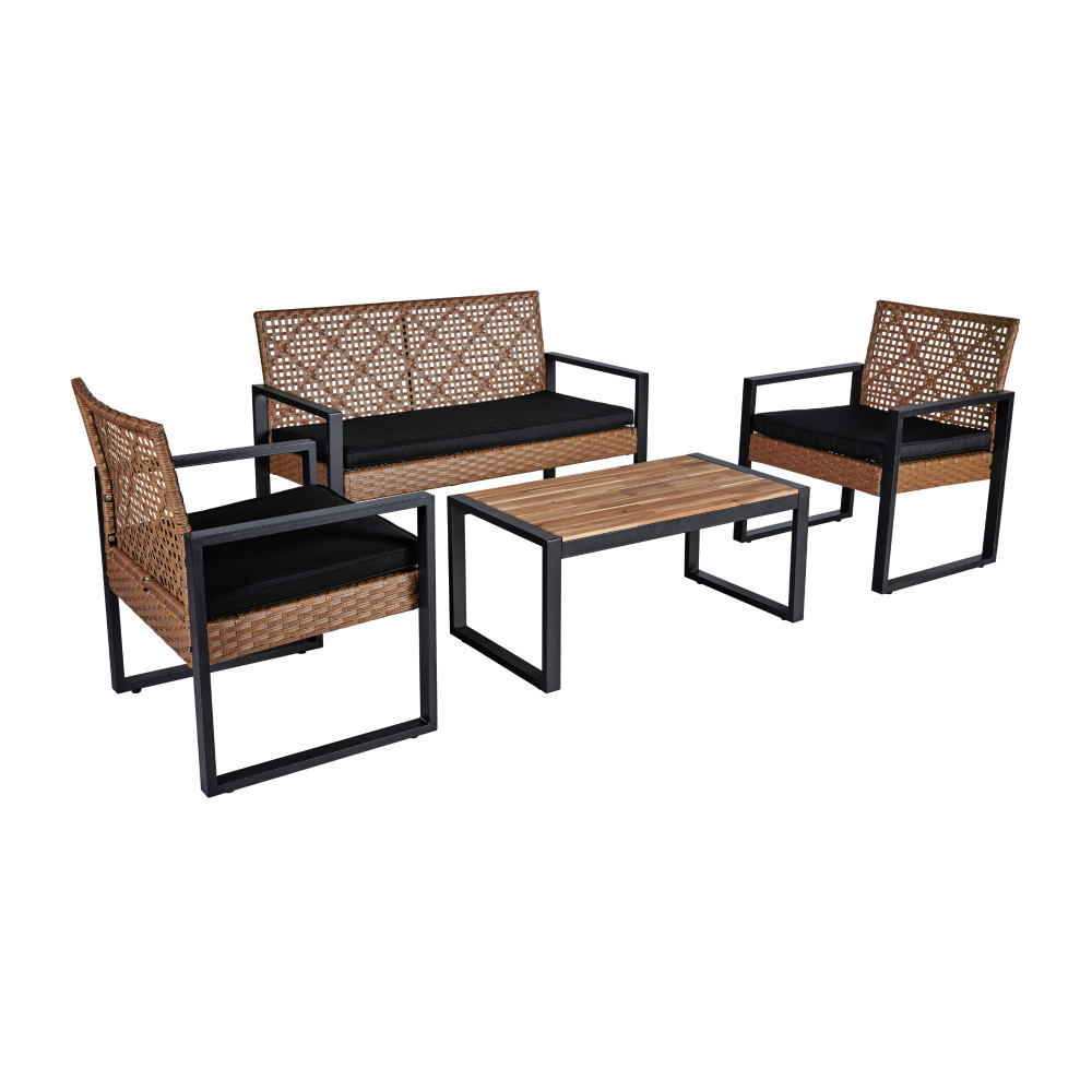 4-Piece Patio Furniture Set Sturdy Chairs and Natural Look Table