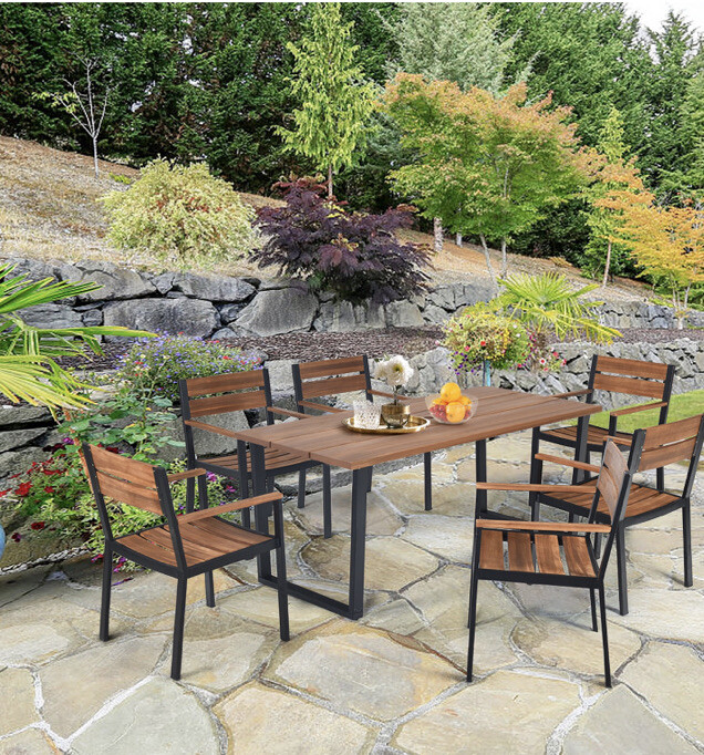 Patio Outdoor Dinning Set Furniture With Umbrella