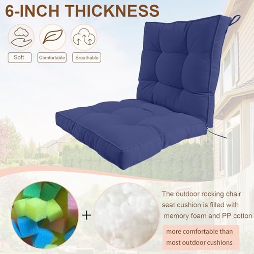 2 Piece Outdoor Patio Chair Cushions, Fade 24x24x6 inch – 2 pieces Blue