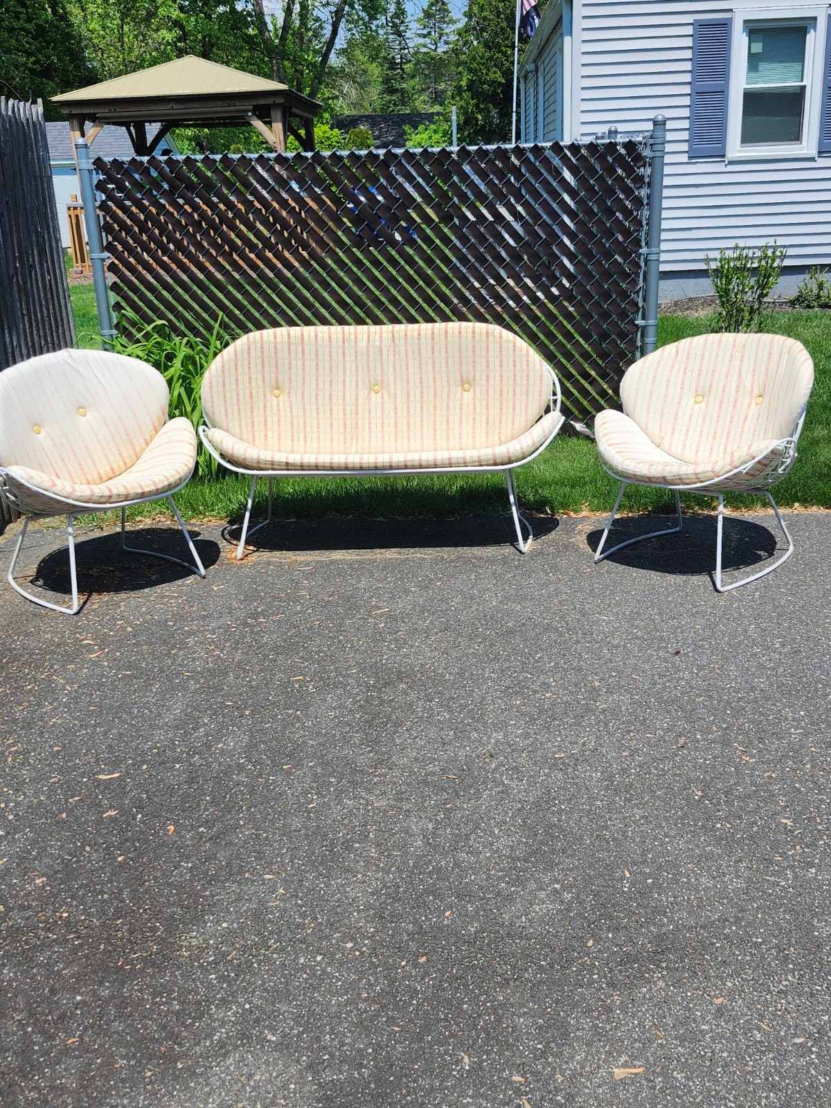 Vintage 60s Patio Or Porch Furniture 2 Chairs And 1 Love Seat