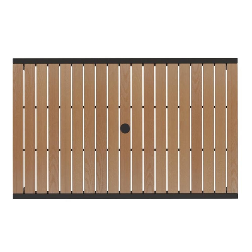 Flash Furniture 30″ All-Weather Wood and Steel Patio Dining Table in Brown