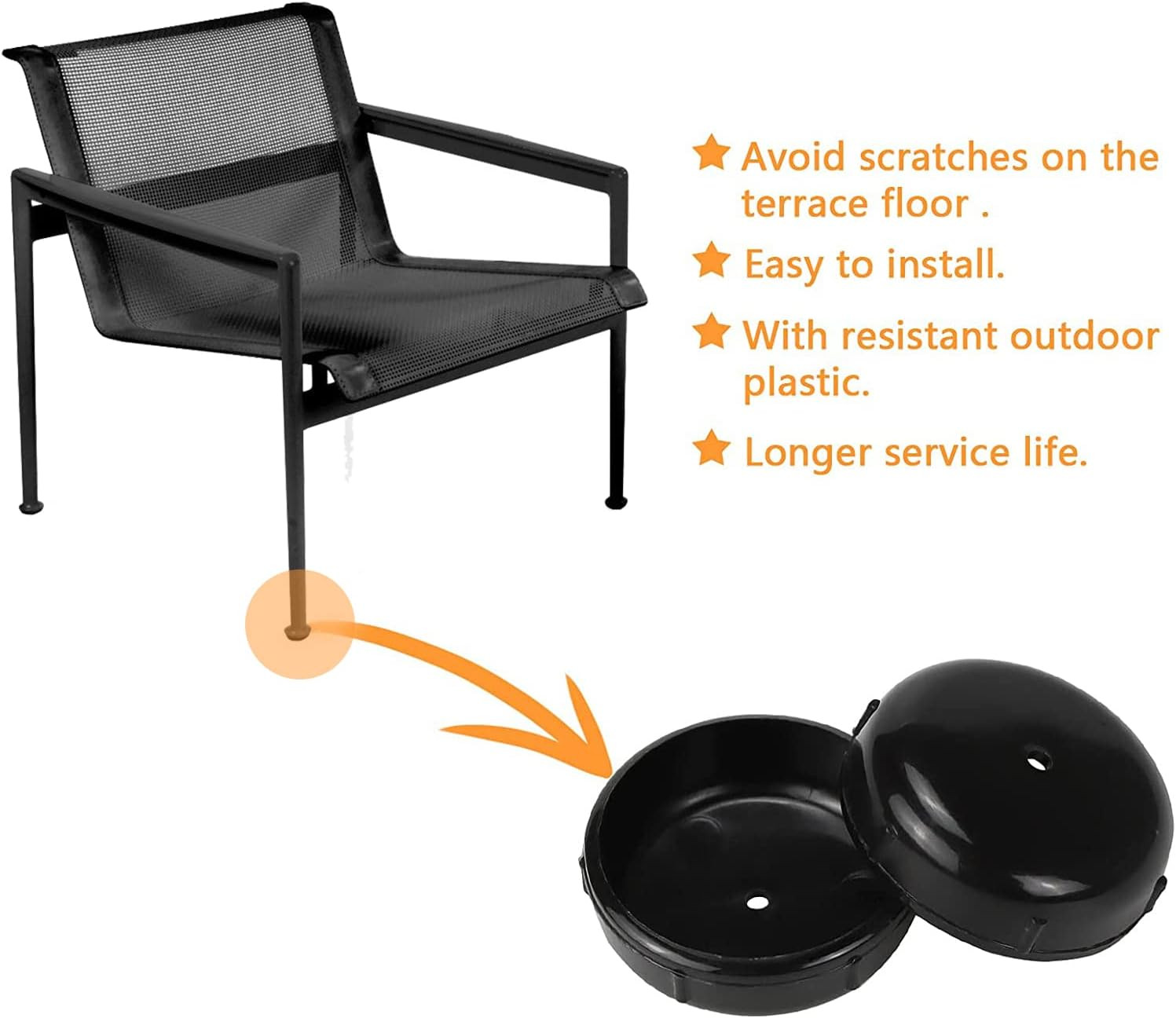 1-1/2 Inch Wrought Iron Patio Furniture Feet Caps,24 Packs round Plastic Outdoor