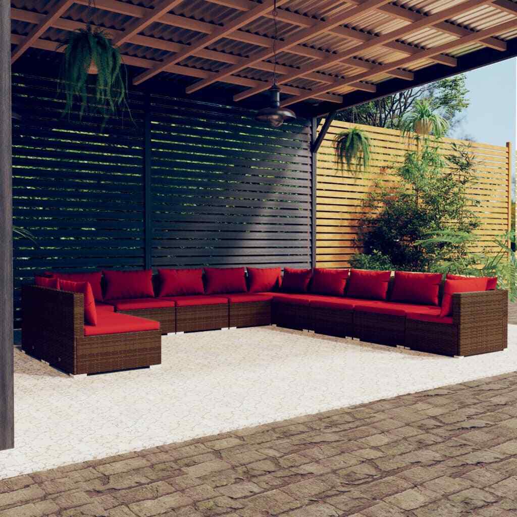 Patio Lounge Set Outdoor Sectional Sofa Set Table Garden Poly Rattan vidaXL