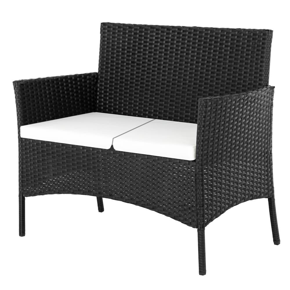 4 PCS Outdoor Patio PE Rattan Wicker Table Set Sofa Furniture w/ Cushion Black