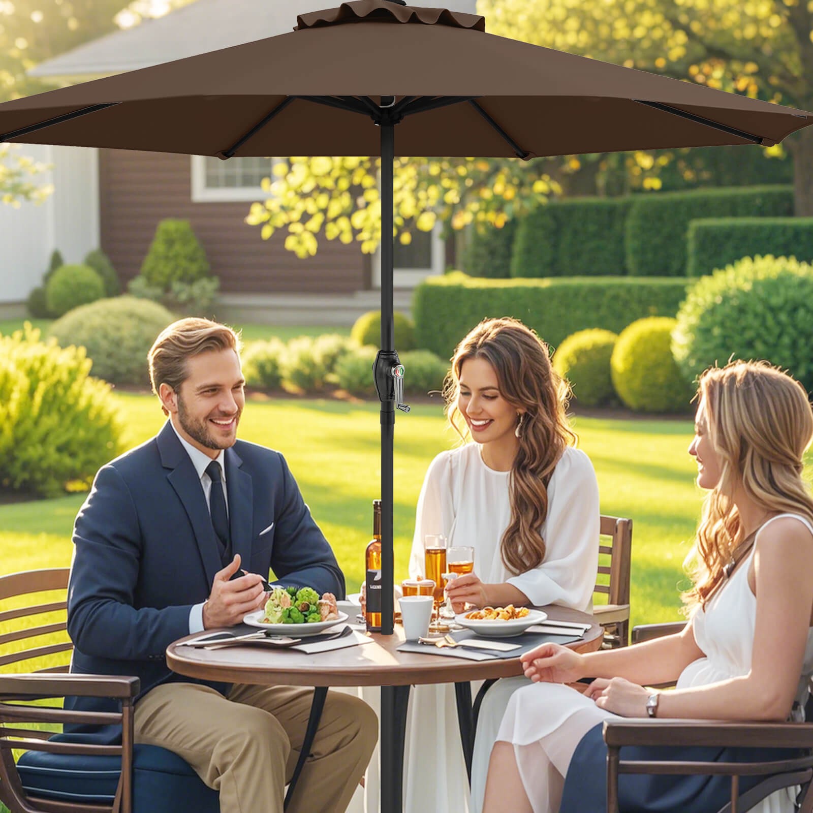 Outdoor Patio Umbrella Modern Table Umbrella w/8 Heavy Duty Ribs Sun-proof