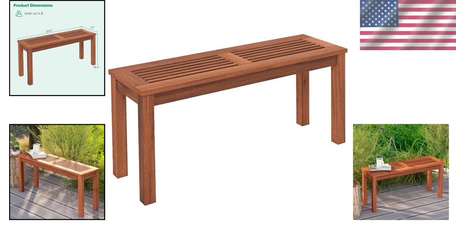 Beautifully Crafted 2-Person Solid Wood Bench – Easy Assembly & Timeless Style