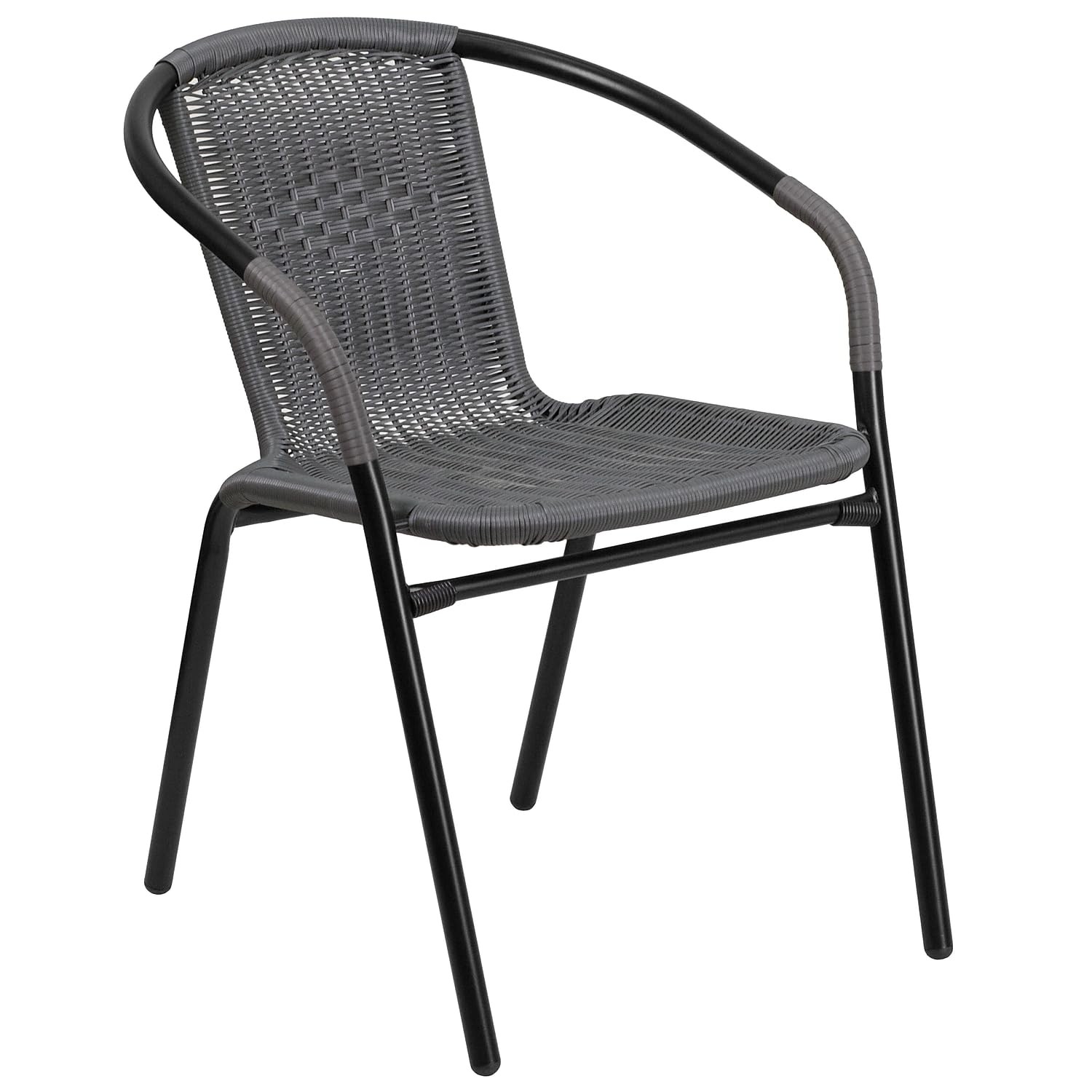 Flash Furniture 5 Piece Round Patio Dining Set in Black and Gray