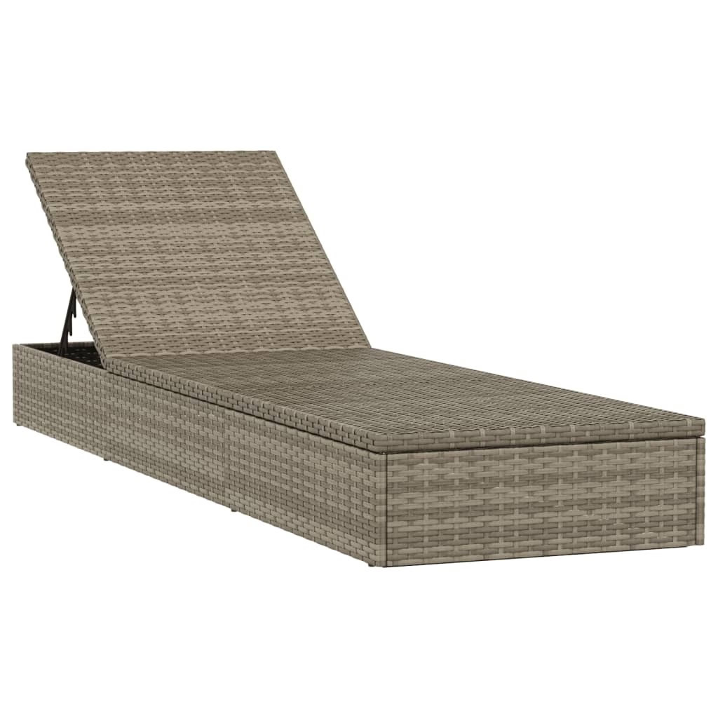 Sunbed 1 pc with Cushion Gray 79.1″x21.7″x24.4″ Poly Rattan