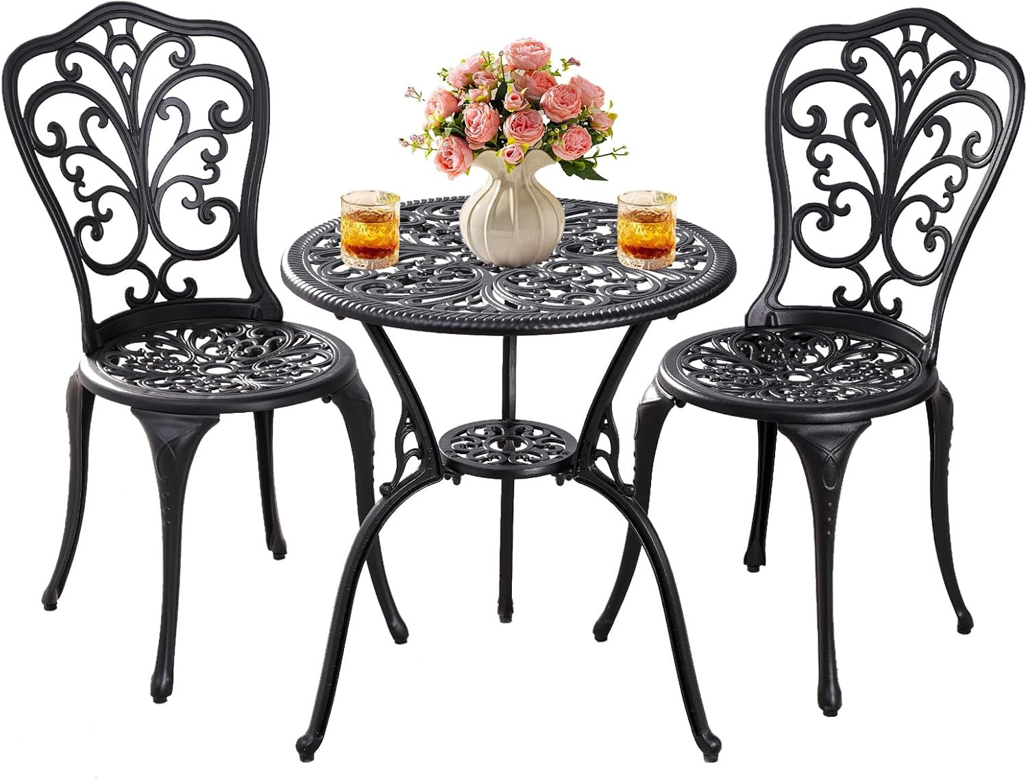 Patio Bistro Set 3 Piece Outdoor,Cast Aluminum Outdoor Bistro Table and Chair Se