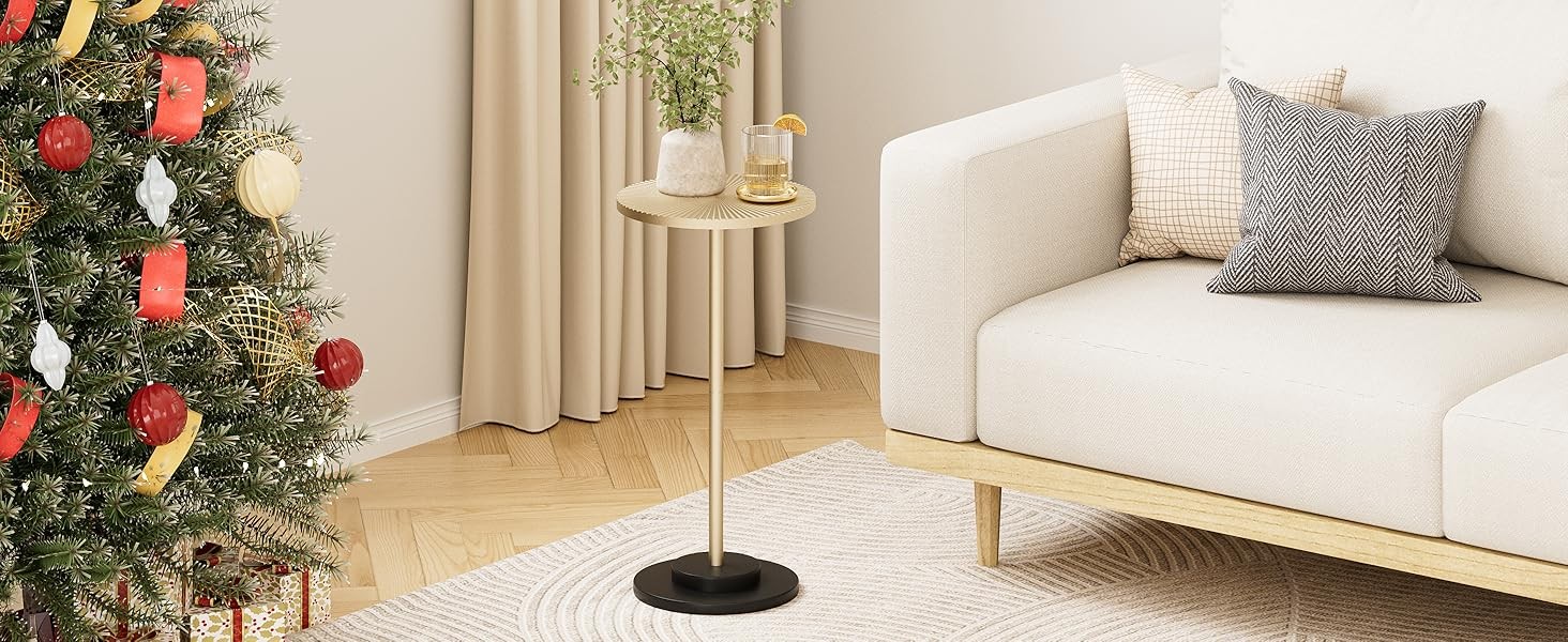 Round Side Table, Small Drink Table for Small Spaces, Modern Accent End